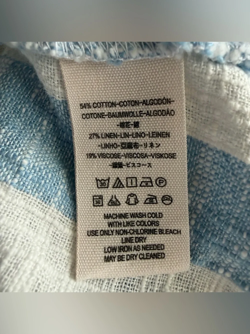 We The Free Away At Sea Crop Boxy Linen Blend Medium Top Nautical Relaxed G - Picture 11 of 11